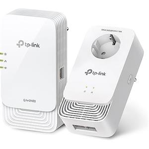 TP-Link PGW2440 KIT Powerline Passante G.hn2400, AX1800Mbps WiFi 6, MIMO, 3 Porte Gigabit Ethernet, Presa di Alimentazione Extra, Plug&Play, EasyMesh, Powerline di Nuova Generazione Più Affidabile