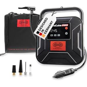 HEYNER® Compressore mini I, borsa I 12 V/120 W, aria compressa 10 bar/150 PSI, manometro digitale, illuminazione a LED, pompa ad aria elettrica, compressore portatile, 10 bar, accendisigari