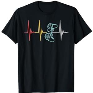 Gaming Gamer regalo Lifeline Video Game Gamer Hearbeat Controller regalo per Nerd Multiplayer Gaming Maglietta