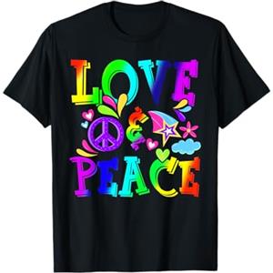 Flower Power Hippie Love & Peace Shirts Fiore Potere Hippie Costume Love Peace anni '60 '70 Retrò Maglietta