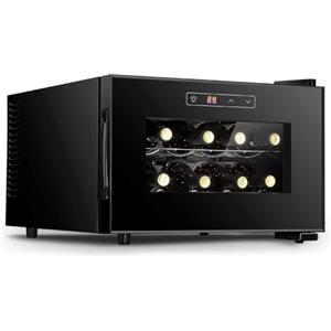 ZYJIX Cantinetta Per Vino Elettronica Orizzontale, Frigo Per Vino Rosso E Bianco Indipendente, Piccola Cantina Per Vino Da Bar Domestico Da 8 Bottiglie, Controllo Digitale, Porta In Vetro, Mini Frigorifero