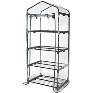 VERDELOOK | Serra a 4 Ripiani in Acciaio Verniciato con Telo Trasparente in PVC, 69x49x157 cm, Serra da Giardino e Balcone, Per Protezione Piante, Per Giardinaggio