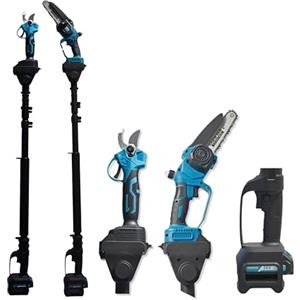Vokot PM106 Forbici potatura elettriche Telescopiche con 2 Batterie Ricaricabili 26V, lama 30mm, incluso Motosega con lama 6, Kit cesoie e Motosega con asta telescopica professionali per giardinaggio