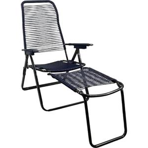 Marvin Sdraio Cordonata con Poggiapiedi Sedia a Sdraio da Giardino Filo in Pvc Pieghevole Metallo Poltrona Relax da Esterno Prolunga (BLU)