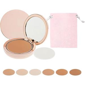 FAFOUR Cipria compatta SPF 50+ con custodia, fondotinta in polvere correttore fissante per trucco copertura totale, leggero traspirante trucco di lunga durata non facile da rimuovere (Medium Brown)