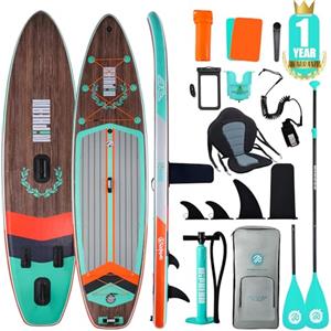 Niphean (Extra Grande) Tavola SUP Gonfiabile per 2+1 Persone/Famiglia, Stand Up Paddle Board con (Facile per Principianti) Ala Bilanciata, Custodia Impermeabile, SUP Gonfiabile Adulti, Idee Regalo