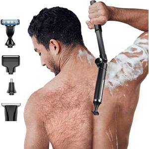 Fesatccoz Rasoi per la schiena da uomo, 4 in 1, rasoio elettrico senza fili, con manico regolabile di estensione IPX6, impermeabile