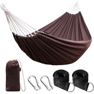 ANYOO Amaca da Giardino in Cotone Tessuto Comodo con Cinghie Rispettose degli Alberi per Appendere, Durevole Amaca Portatile con Borsa da Viaggio per Campeggio, Esterno/Interno, Balcone, Patio