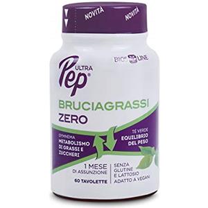 BIOS LINE Ultra Pep® Bruciagrassi Zero, 60 Tavolette, Integratore alimentare utile per l'equilibrio del peso corporeo, Non contiene fonti di Iodio, Ridotto contenuto di Caffeina