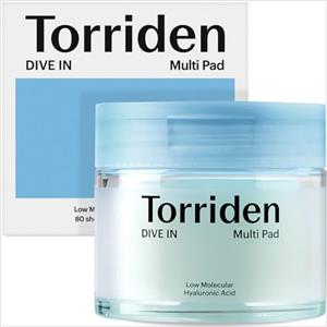 TORRIDEN Acido Ialuronico Toner Pads per il Viso (80 pads) | peeling per la riduzione dei pori | minimizzazione dei rossori | Alcool, profumo, coloranti | Vegan & Clean Beauty