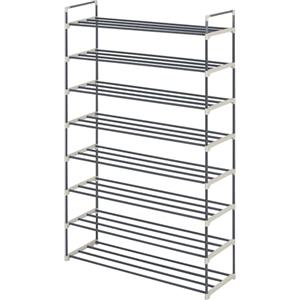 WOLTU Scarpiera Semplice Portascarpe Scaffale 8 Ripiani in Acciaio Plastica per 40 Paia di Scarpe Grigio