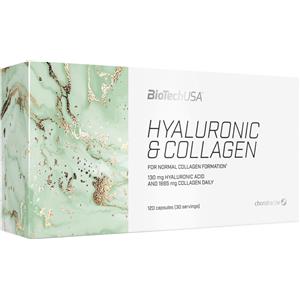 BioTech USA Hyaluronic & Collagen - Integratore alimentare in capsule con 1665 mg di collagene e 130 mg di acido ialuronico per la salute di pelle e articolazioni