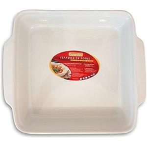 Guardini, Pirofila da forno quadrata 25x22 cm, Ceramica, Adatta per forno tradizionale e microonde, Bianco, Linea Ceramica