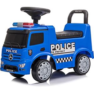 Milly Mally Veicolo Mercedes Antos scivolo per bambini di età compresa tra 1 e 3 anni auto con volante interattivo della polizia
