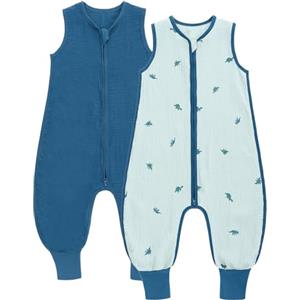 amo nenes Sacco nanna estivo con piedi, 0,5 Tog, 100% cotone, mussola, traspirante, per ragazzi e ragazze, dinosauro, 6-18 M