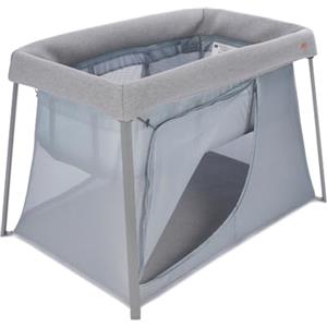 BÉABA, Lettino Da Viaggio 3 In 1, Culla Per Bambini, Letto Elevabile,Parco Giochi, Evolutivo,Leggero 6,8 kg, Pieghevole, Compatto,Borsa e Materasso Inclusi, Traspirante, Tessuto Oeko-Tex, Grigio Brezo