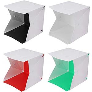 Qukaim Mini Ring Light Light Pieghevole Lightbox, LED Fotografia Studio Camera Shooting tenda, Compact Photo Box per la fotografia di prodotti, Facile installazione, Design portatile