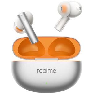 realme Cuffie wireless Buds Air 6, Hi-Res Professional, 12.4mm Deep Bass Driver, 50dB Smart Active Noise Cancellation, Up to 40 hours of playback， Flame Silver