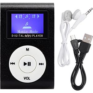 BROLEO Display Digitale LCD da 1,8 Pollici Mini Lettore Musicale Lettore MP3 Spina da 3,5 Mm USB 2.0 per la Musica