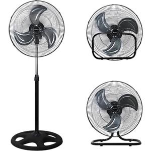 Melchioni Family | Ventilatore Industriale 3 in 1, Installabile a Terra, a Parete o sul Tavolo, 3 Velocità, Funzione di Oscillazione, 3 Pale in Metallo, 45 W, Silenzioso, Colore Nero