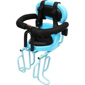 ureggvbu Seggiolino per bicicletta posteriore per bambini con cintura di sicurezza, sedile rimovibile, ringhiera a forma di U con pedali, supporto schienale da 6 mesi a 6 anni, blu