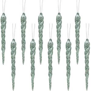 Christmas Concepts® Decorazioni ghiacciolo glitterate 12 cm - Guarnizioni per alberi di Natale di lusso (Menta verde, Confezione da 10)