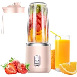 Sucritude Mini Frullatore Per Smoothies Elettrico, Mixer smoothies Maker Spremiagrumi Portatile 380 Ml, Con 6 Coltelli In Acciaio Inox, Con Bicchiere Di Miscelazione USB Per Frullati E Succhi Di Frutta