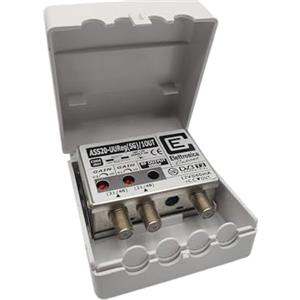 Elettronica Cusano ASS20-UUReg(5G)/1OUT - Amplificatore Antenna TV con Filtro 5G, 2 Ingressi UHF, Guadagno 20dB, Amplificatore Antenna 1 Uscita, Tele-Alimentazione 12 Volt, Made in Italy