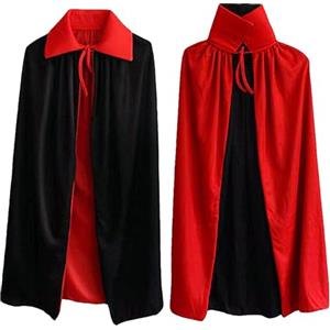 Ecloud Shop Mantello Reversibile Nero e Rosso per Bambini, Costume da Vampiro, Demone o Pirata in Stile Gotico per Halloween, Natale, Pasqua e Feste