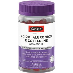 Swisse Acido Ialuronico & Collagene - Integratore Alimentare in 40 Gommose per Pelle e Articolazioni, Gusto Frutti di Bosco