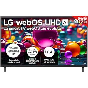 LG webOS UHD AI UA75 TV 43 pollici, Smart TV 4K Ultra HD, Processore α7 Gen8, webOS con AI, Filmmaker mode, HDR10, Gaming con VRR 4K@60Hz, Game Optimizer, Wi-Fi, 43UA75006LA 2025