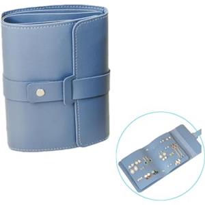 YdseozOA Custodia per gioielli, pieghevole, portatile, multifunzione, in poliuretano, per orecchini, custodia per gioielli (blu)