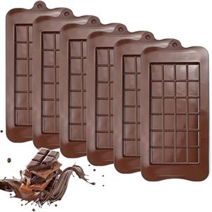 Rongxze 6 Pezzi Stampi Cioccolatini Silicone, 0,8 cm Stampi per Cioccolatini con 24 Cavità Antiaderenti, Stampo Tavoletta Cioccolato per Fai da Te Cioccolatini Caramelle Cialde Barrette di Cioccolato