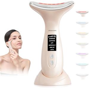 shisoutek Massaggiatore Viso Elettrico Lifting Antirughe: 6 Modalità Face Massager 7 Colori LED EMS Microcorrente Massaggio - Dispositivo di Bellezza 45 ℃ Terapia Della Luce Per Rassodante Facial Collo e Mento