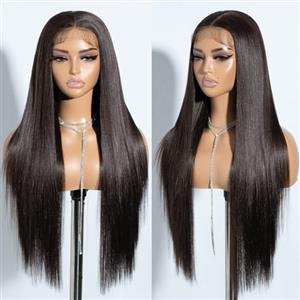 Joedir 13 x 4 parrucche frontali in pizzo per donne capelli lunghi dritti Glueless parrucca lunga seta diritta naturale resistente al calore . (6#, 76 cm)