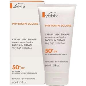 Vebix Phytamin Crema Viso Solare SPF 50 - Protezione Molto Alta per Pelli Chiare e Sensibili con Vitamina E
