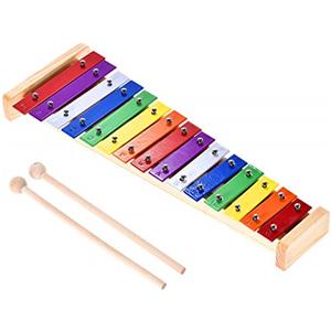 Btuty Glockenspiel Xilofono in Legno e Alluminio Percussioni 15 Toni con 2 Mallets Strumento Musicale