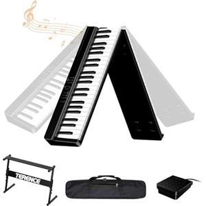 TERENCE Pianoforte digitale portatile con supporto a Z TERENCE, tastiera per pianoforte semi-pesata a 88 tasti per principianti ed esperti funzione di registrazione audio integrata interfaccia MIDI Bluetooth