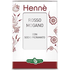 Erba Vita Hennè Colorante Capelli Rosso Mogano 100 g - Polvere Vegetale per Colorazione Naturale