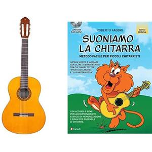 YAMAHA CS40II Chitarra Classica 3/4, Chitarra in Legno (58 cm, scala da 22 13/16), 6 Corde in Nylon, Naturale & Edition Carisch Suoniamo la chitarra. Metodo facile, con CD-Audio