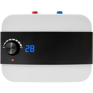 Cutycaty Scaldabagno elettrico istantaneo, 6 l, 1500 W, 220 V, mini scaldabagno istantaneo, bianco moderno, con display della temperatura LED leggibile, 0-65 °C