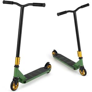COSTWAY Scooter Acrobatico per Bambini, Monopattino Freestyle con 2 Ruote PU e Ampia Pedana in Alluminio, Scooter Pro per Trucchi Leggero da Strada per Bambini 10+ Anni, Carico 100 KG (Verde)
