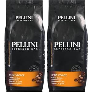 Pellini N.82 Vivace, Caffè in Grani per Espresso 1 kg, Miscela Classica Arabica e Robusta dal Gusto Deciso e Bilanciato, Caffè in Chicchi a Tostatura Media (Confezione da 2)