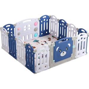 Magic ZC Box Bambini, Recinto per Bambini, Box Neonato con Materassino Grande Pieghevole Interni ed Esterni, Centro Attività Infantile Parco Giochi per Bambini con Schiuma Anticollisione (12+2)