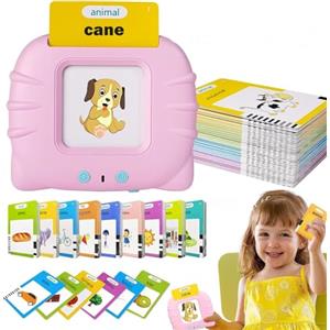 Felly Schede Flash Cards Parlanti Italiano, Giochi Educativi Stimolare Linguaggio 1 2 3 4 anni, Giocattoli di Apprendimento Bambini, Gioco Montessori Ascoltare e Imparare di Base 224 Parole(Rosa)