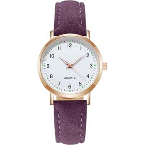 AOOSU Orologio Da Donna, Orologio Al Quarzo Analogico, Orologio Da Polso per Donna Orologio Da Classico Business Casual Cinturino per Oorologio Satinato (Viola)