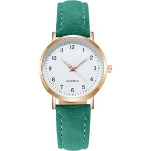 AOOSU Orologio Da Donna, Orologio Al Quarzo Analogico, Orologio Da Polso per Donna Orologio Da Classico Business Casual Cinturino per Oorologio Satinato (Verde)