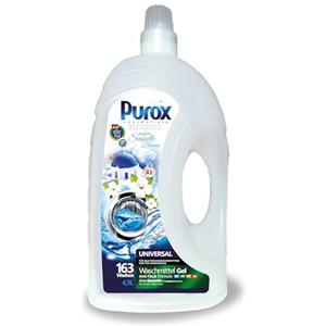 Clovin Purox PUROX UNIVERSAL SENSUELLE FIORI Detersivo Liquido Lavatrice (163 Lavaggi) Gel per tessuti colorati e bianchi, detergente in HDPE 4,9 l
