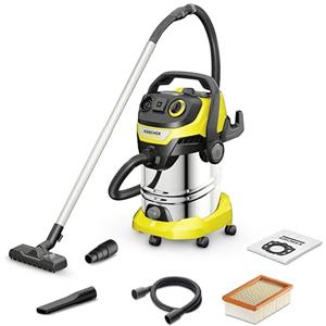 Kärcher WD 6 P S V-30/6/8/22/T - Bidone Aspiratutto Solidi Liquidi, Aspirapolvere potente da 260AW, 1300W, con Sacco, Funzione Scuoti-filtro, Giallo/Nero