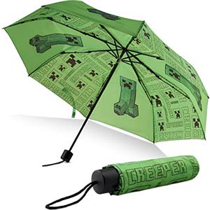 MINECRAFT Ombrello Pieghevole - Ombrello Trasparente Portatile Ombrelli Da Pioggia Antivento Anti UV Ombrello Bambino Unisex Gadget Originale (Verde)